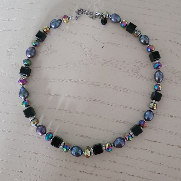 Pearl and Glass Bead Adjustable Choker - Picture 1 of 4